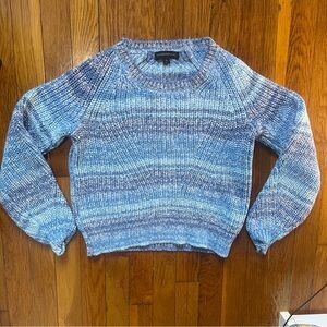 Banana Republic Blue Spacedye Crew Neck Croppped Chunky Knit Sweater Size XS